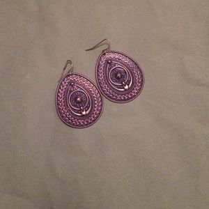 Purple and gold earrings.