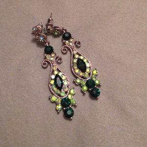 Emerald green earrings.