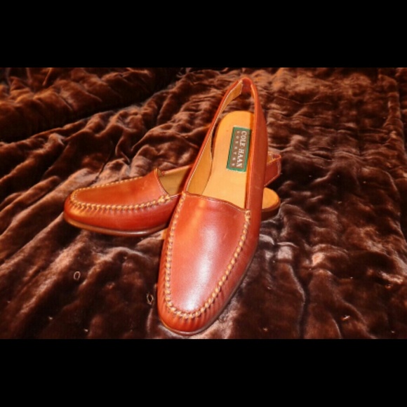 Cole Haan tan leather slingback loafers
