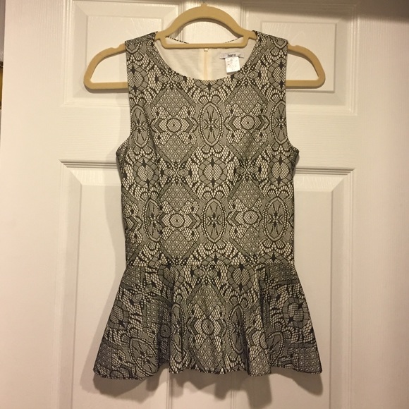 Black and nude lace peplum top