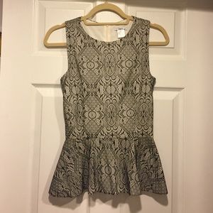 Black and nude lace peplum top