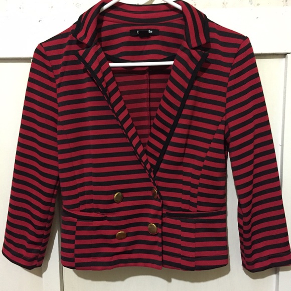 Red and Black Striped Blazer