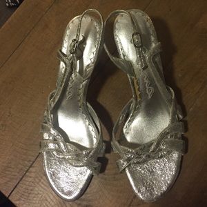 Nina kitten heel silver open toe heels