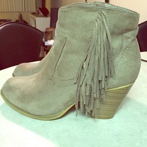 Adorable faux suede tan booties
