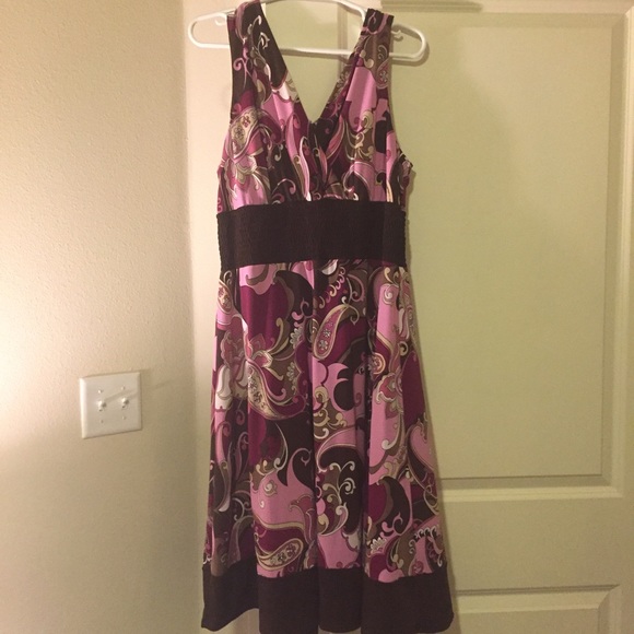 Pink and Brown Paisley Dress size 16