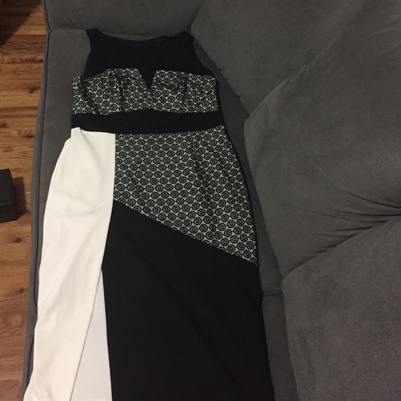 Black and white slit dress