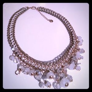 Gold and white beaded necklace