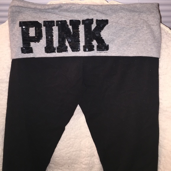 PINK yoga pants w/ black sparkles