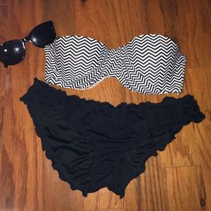 Xhilararion- Black and White Bikini Top