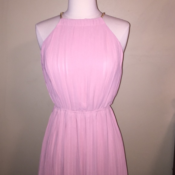 NWOT GORGEOUS Blush Pink Long Pleated Dress