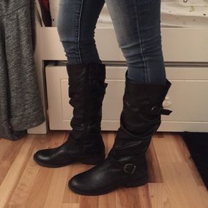 Black leather boots