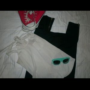 Forever 21 Gold Zipper Leggings