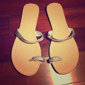 Rampage Silver and Rhinestone-Studded Sandals
