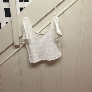 White lace crop top, women's.