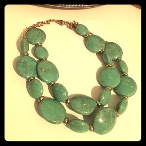 Double layered jade colored stone necklace