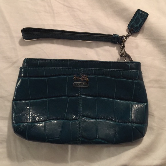 COACH Croc Embossed Wristlet