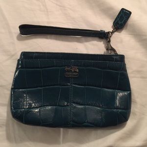 COACH Croc Embossed Wristlet