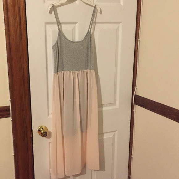 Forever 21 grey jersey dress with chiffon overlay