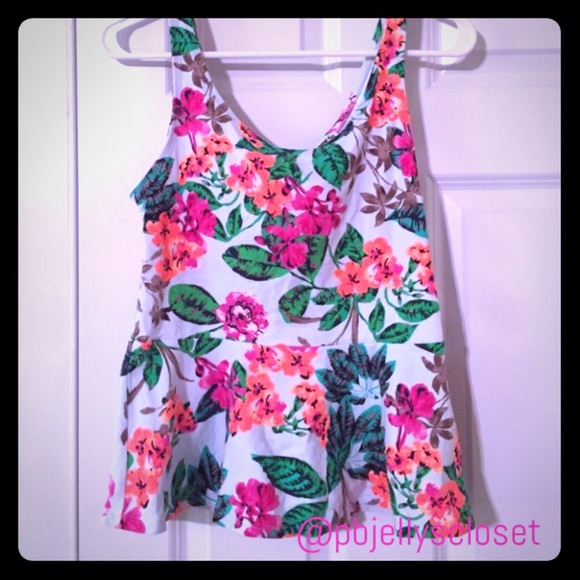 Express Floral Peplum Tank Top Sz M