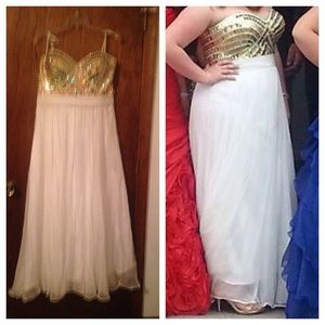 Formal gold and white dress