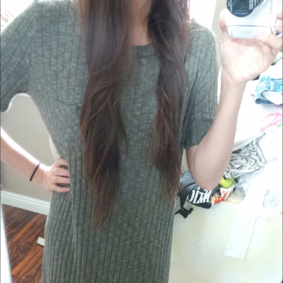 Brand new army green pleated cotton dress