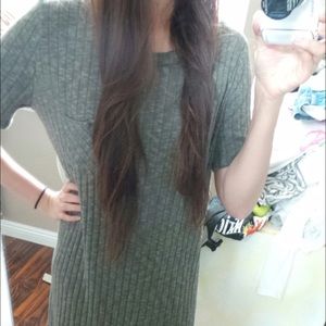 Brand new army green pleated cotton dress