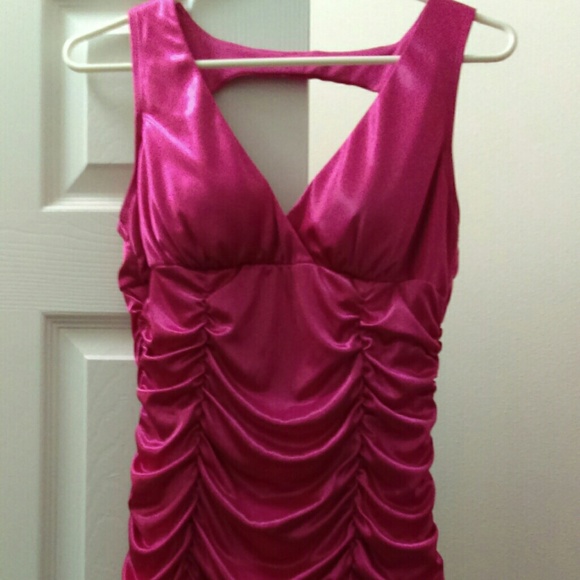 Bright pink satin blouse