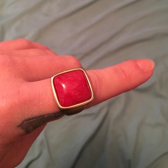 Red and gold block ring