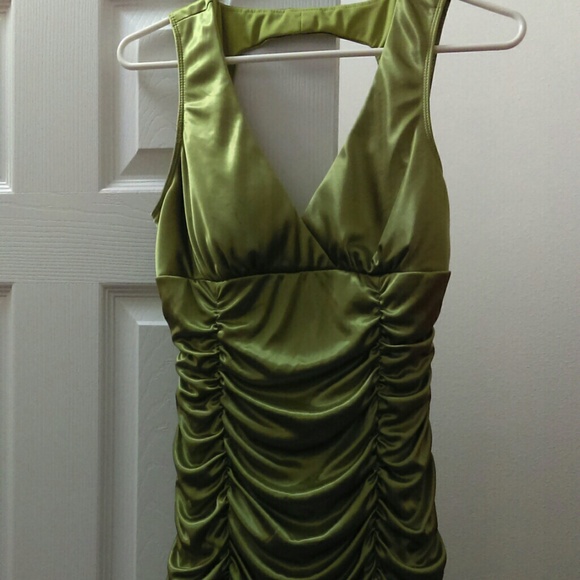 Green satin top