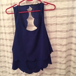 Blue backless blouse