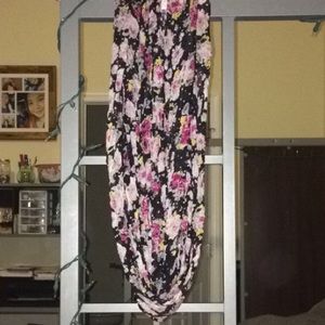 Black and Floral Scarf