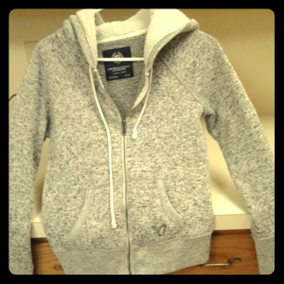 sz: M American Eagle Grey zip Hoodie Sweatshirt