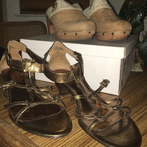 3/$10 Bronze low heel sandals