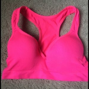 Neon pink push-up sports bra