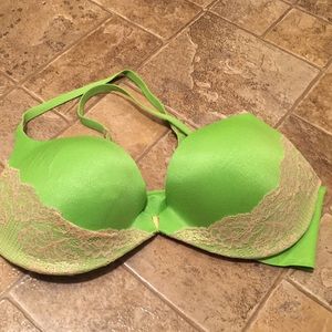 Green racer back bra