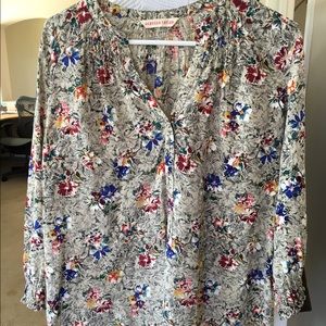 Rebecca Taylor inky floral silk blouse size 4