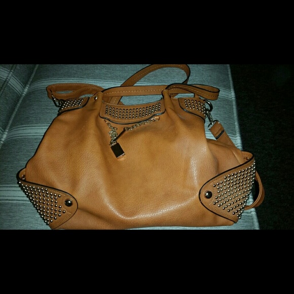 Cognac purse with gold hardware