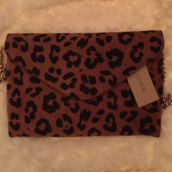 NWT J Crew Leopard Envelope Clutch / Hidden Strap