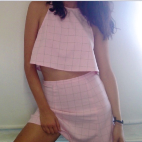 American apparel pink grid set