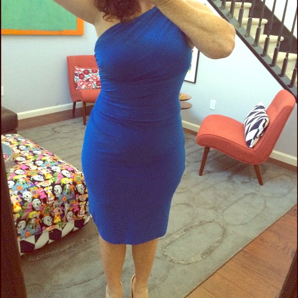 Ralph Lauren One shoulder cobalt blue dress