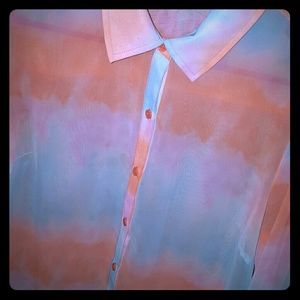 Pink and blue cloud like button shirt