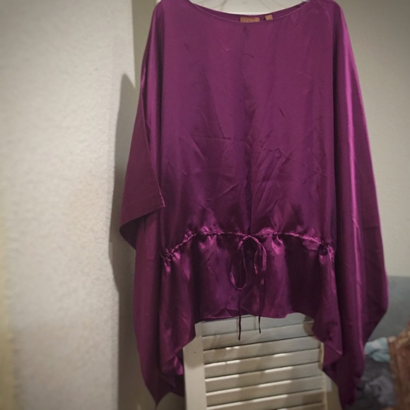 100% Silk blouse by Lane Bryant in burgundy.