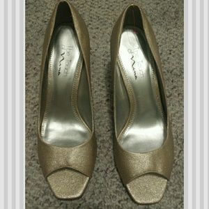 Champagne Peep Toe Heels