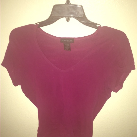 Express: Casual Stretch Maroon T-Shirt