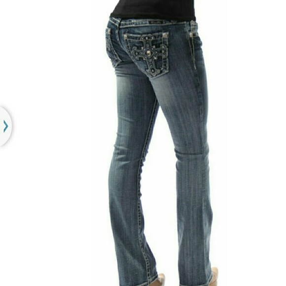 SOLD -NEW - MISS ME 'Puffy Cross' Bootcuts -SZ 27 - Picture 2 of 4