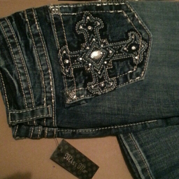 SOLD -NEW - MISS ME 'Puffy Cross' Bootcuts -SZ 27 - Picture 4 of 4