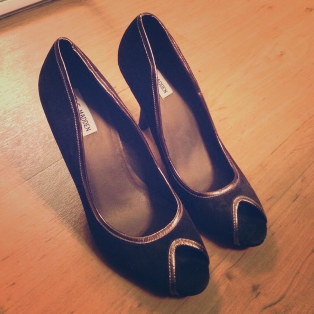 Black Peep Toe Heels