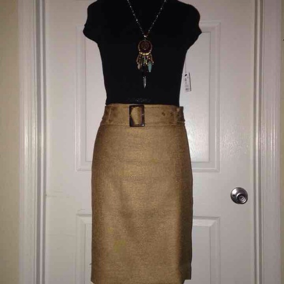 NWOT Limited Belted "burlap" Pencil Skirt CUTE!!! - Picture 2 of 3