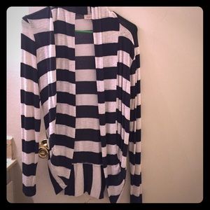 White and blue striped cardigan