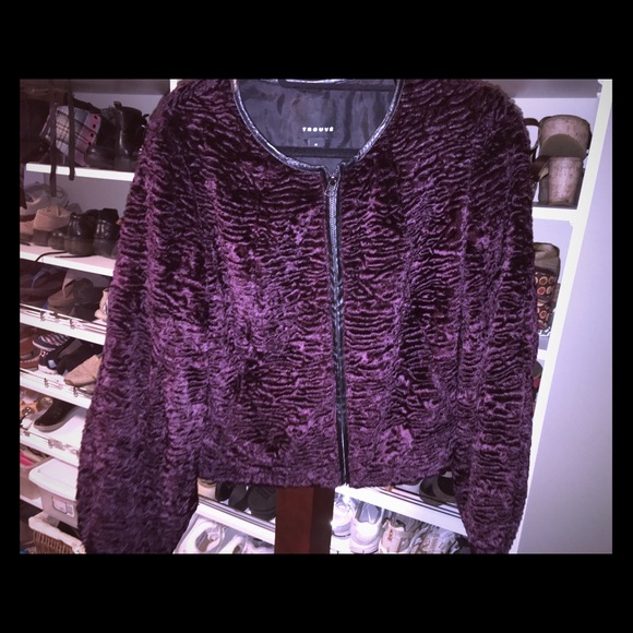 Trouvé Burgundy Faux-Fur Jacket